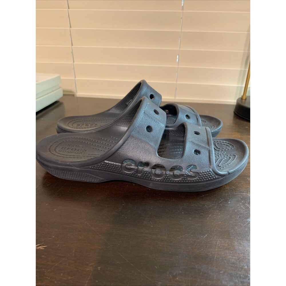Crocs Men’s - Women’s  Baya Two-Strap Slide Sandal Black 9W 7M